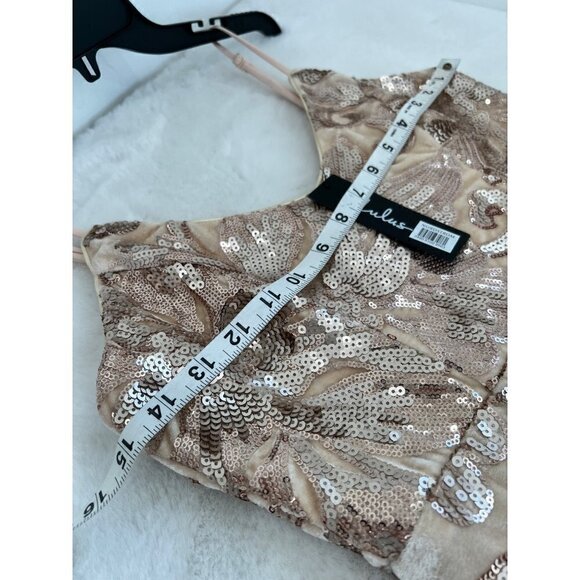 New Lulus Size S Love to You Blush Sequin Velvet Maxi Gown Velour Mermaid Dress - Picture 6 of 14